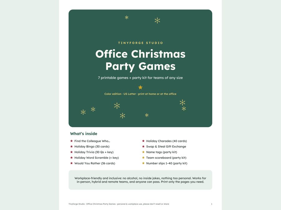 Office Christmas Party Games printable bundle cover